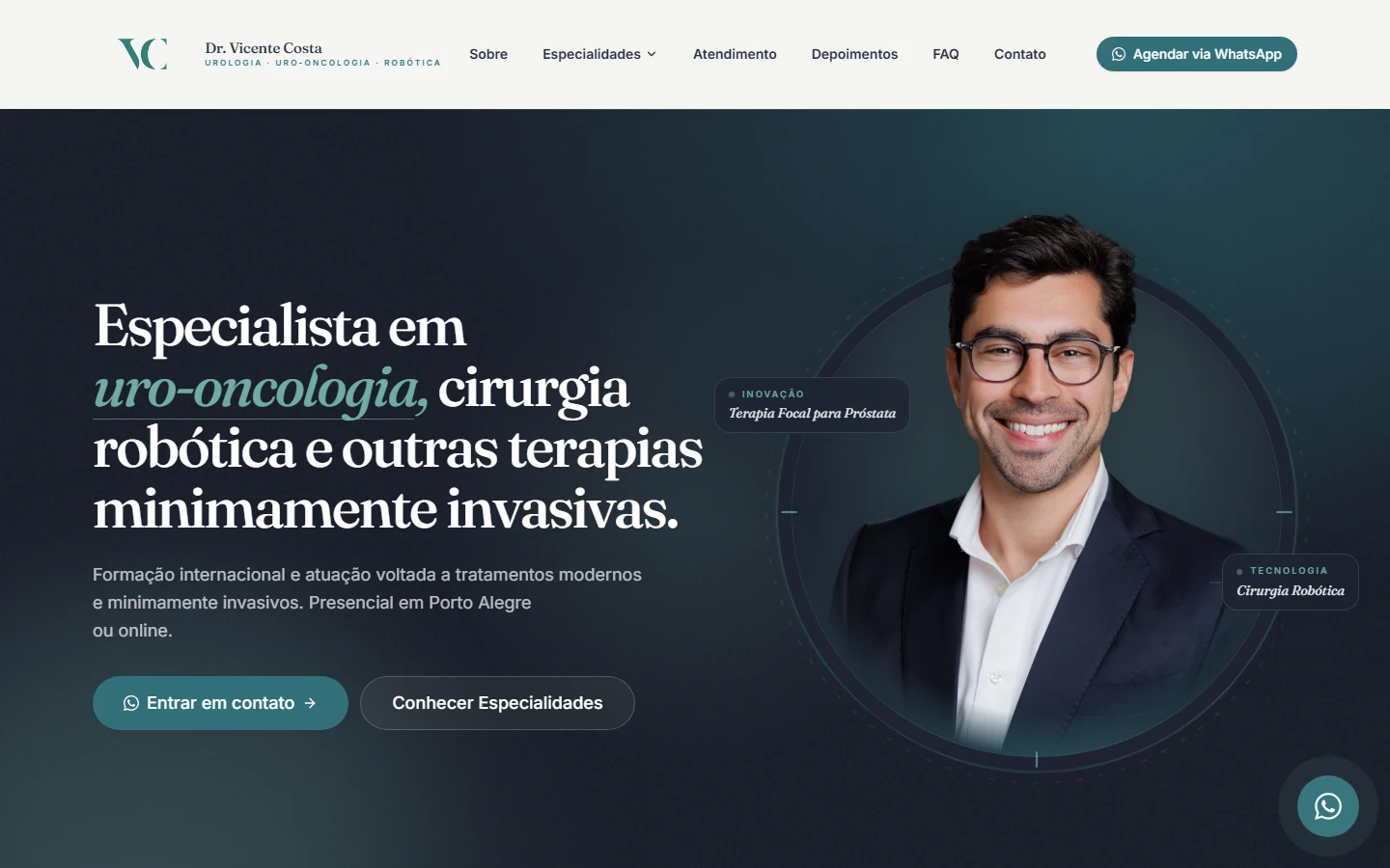 Site do Dr. Vicente Costa, feito pela Estro
